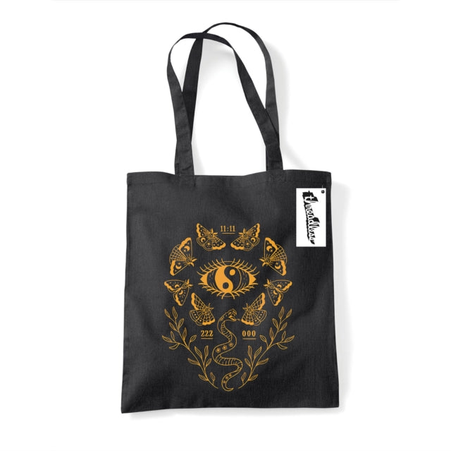 Book cover of: Letter Shoppe (Angel Numbers & Moths) Black Tote Bag