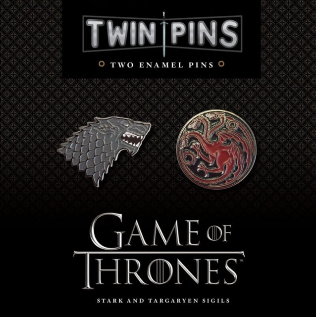 Book cover of: Game of Thrones Twin Pins: Stark and Targaryen Sigils. By: Chronicle Books Staff