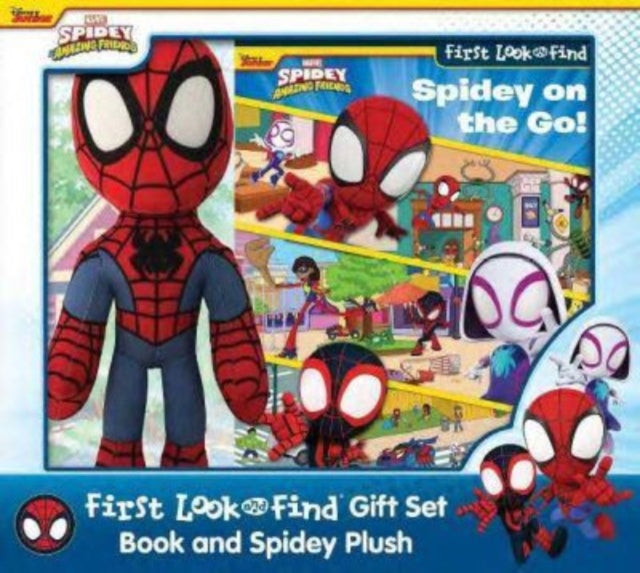 Book cover of: Disney Junior Marvel Spidey and His Amazing Friends: Spidey on the Go! First Look and Find Book Box and Plush Gift Set. By: PI Kids