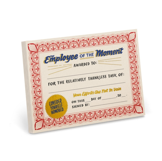 Book cover of: Em & Friends Employee of the Moment Certificate Notepads (New Version). By: Em & Em & Friends