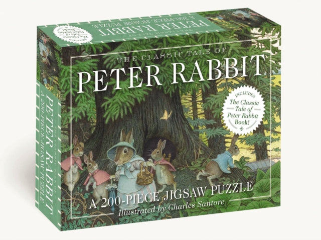 Book cover of: Classic Tale of Peter Rabbit 200-Piece Jigsaw Puzzle and Book. By: Charles Santore