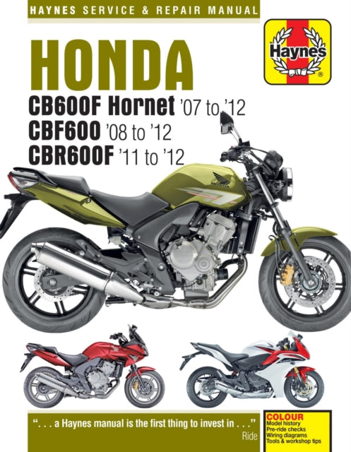 Book cover of: Honda CB600 Hornet, CBF600 & CBR600F (07 - 12). By: Editors of Haynes Manuals