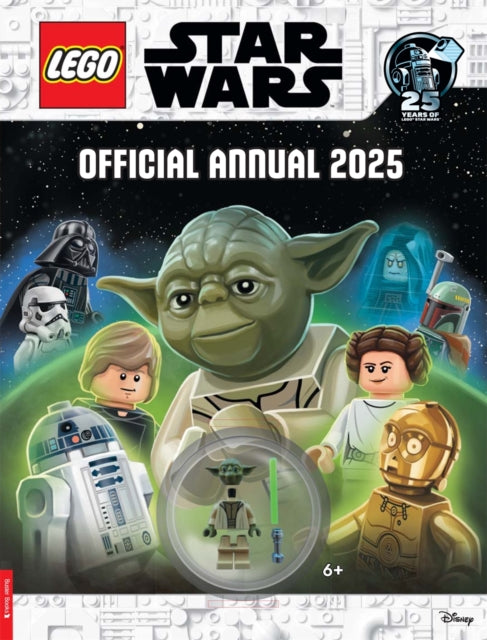 Book cover of: LEGO® Star Wars™: Official Annual 2025 (with Yoda minifigure and lightsaber). By: LEGO®