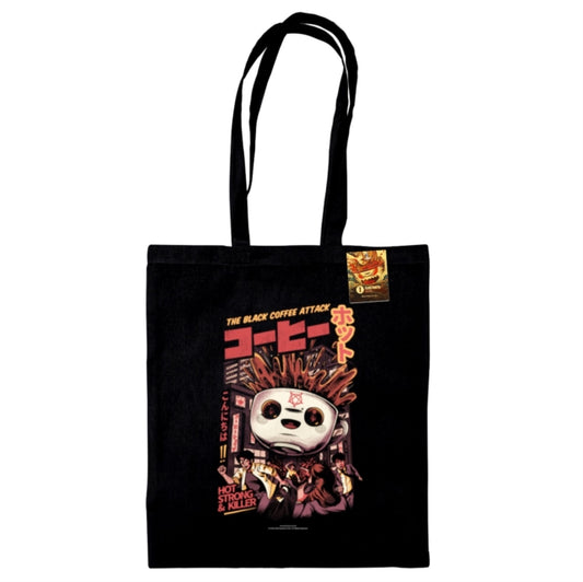 Book cover of: Ilustrata (Black Coffee Attack) Black Tote Bag