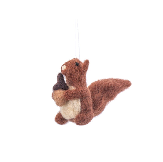 Squirrel with Acorn Felt Decoration