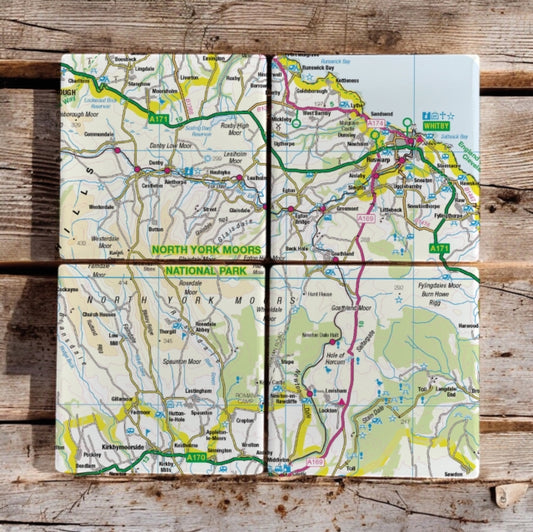 Book cover of: OS Map Ceramic Four Coaster Set - North York Moors National Park