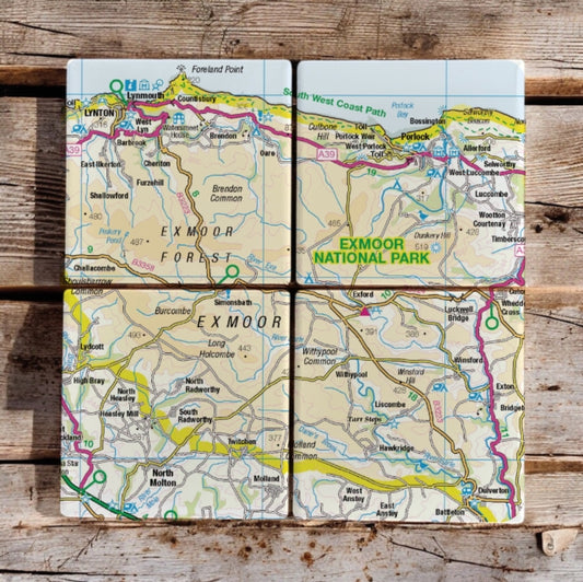 Book cover of: OS Map Ceramic Four Coaster Set - Exmoor National Park
