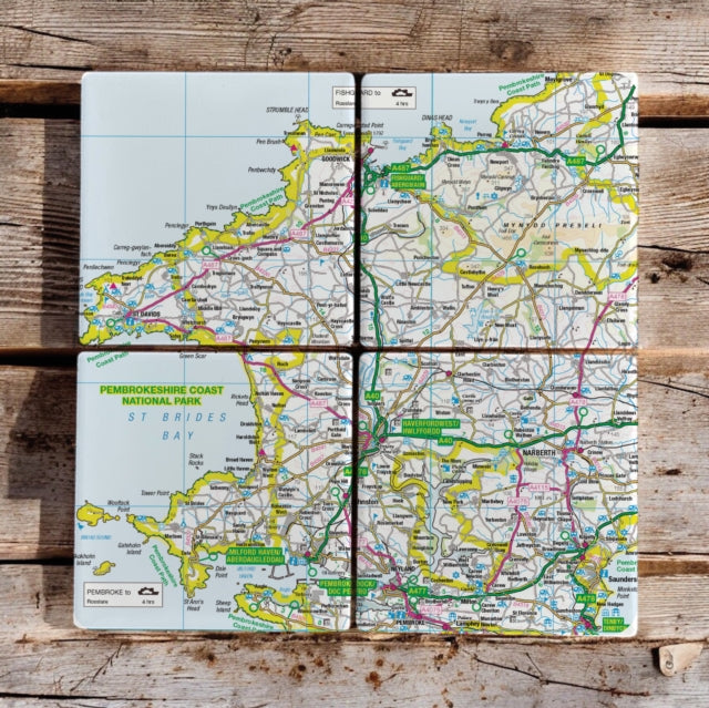 Book cover of: OS Map Ceramic Four Coaster Set - Pembrokeshire Coast National Park