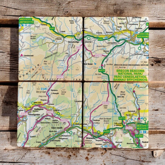 Book cover of: OS Map Ceramic Four Coaster Set - Brecon Beacons National Park