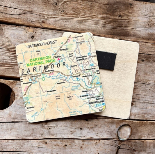 Book cover of: OS Map Wooden Square Magnet - Dartmoor National Park