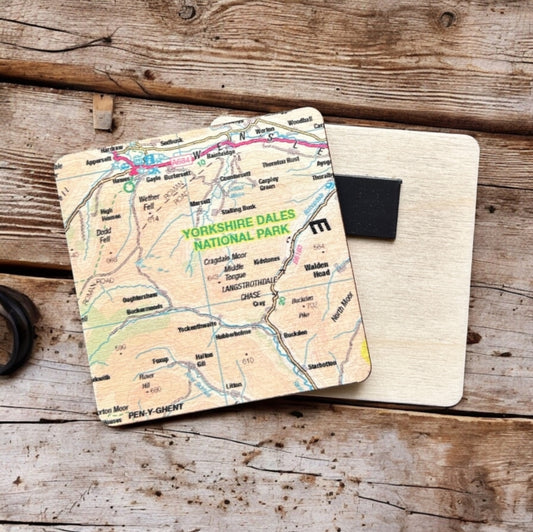 Book cover of: OS Map Wooden Square Magnet - Yorkshire Dales National Park
