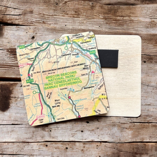 Book cover of: OS Map Wooden Square Magnet - Brecon Beacons National Park