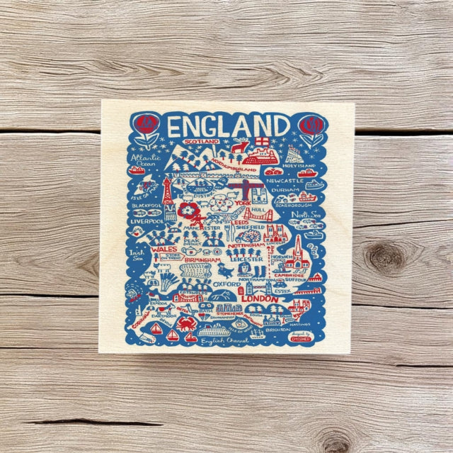 Julia Gash Wooden Coaster - England