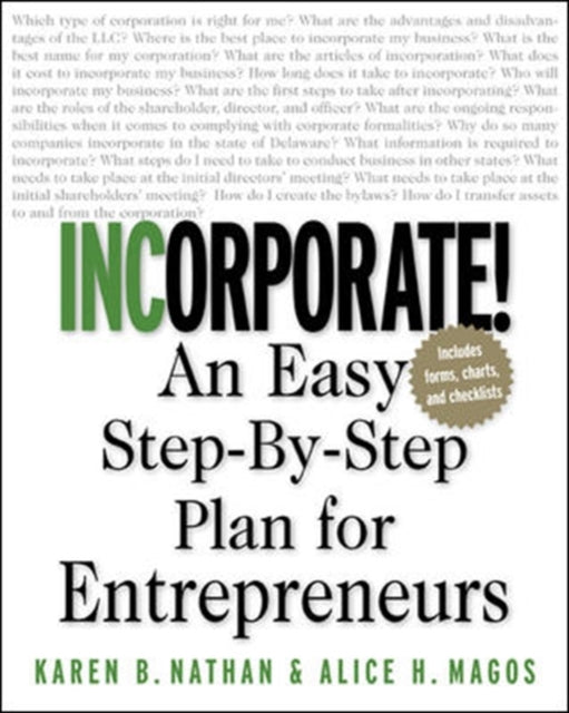 Book cover of: Incorporate!. By: Karen B. Nathan