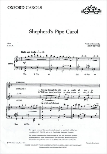 Book cover of: Shepherd's Pipe Carol