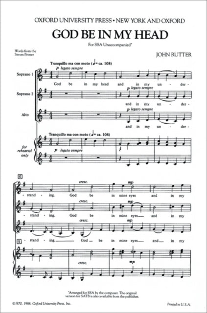 Book cover of: God be in my head. By: John Rutter