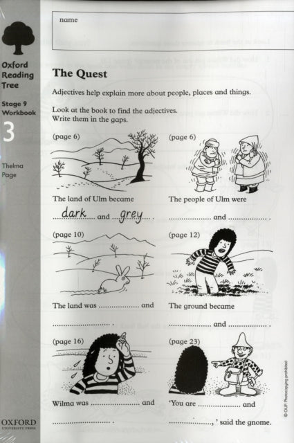 Book cover of: Oxford Reading Tree: Level 9: Workbooks: Workbook 3: The Quest and Survival Adventure (Pack of 6). By: Thelma Page