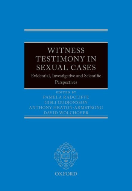 Book cover of: Witness Testimony in Sexual Cases. By: Pamela Radcliffe