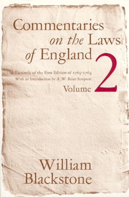 Book cover of: Commentaries on the Laws of England, Volume 2. By: William Blackstone