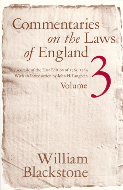 Book cover of: Commentaries on the Laws of England, Volume 3. By: Sir William Blackstone