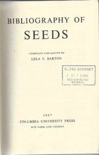 Book cover of: Bibliography of Seeds