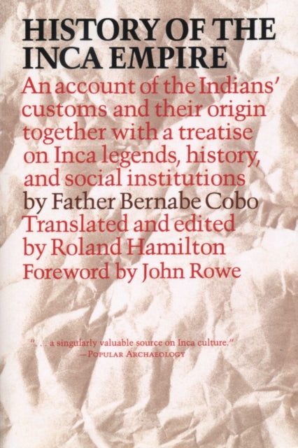Book cover of: History of the Inca Empire. By: Father Bernabe Cobo