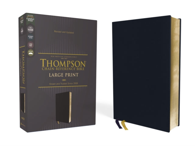 Book cover of: NASB, Thompson Chain-Reference Bible, Large Print, Leathersoft, Navy, 1995 Text, Red Letter, Comfort Print. By: Zondervan