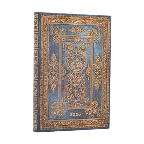 2026 Blue Luxe (Luxe Design) Mini 12-month Verso Hardcover Flexi Dayplanner 2026 (Elastic Band Closure)