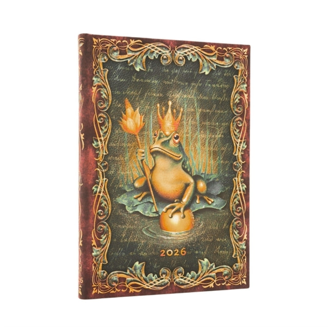 Book cover of: 2026 The Brothers Grimm, Frog Prince (Fairy Tale Collection) Midi 12-month Horizontal Hardcover Flexi Dayplanner 2026 (Elastic Band Closure). By: Paperblanks