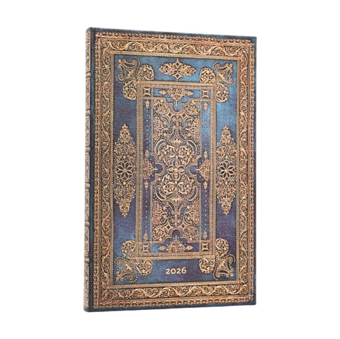 2026 Blue Luxe (Luxe Design) Maxi 12-month Horizontal Hardcover Flexi Dayplanner 2026 (Elastic Band Closure)