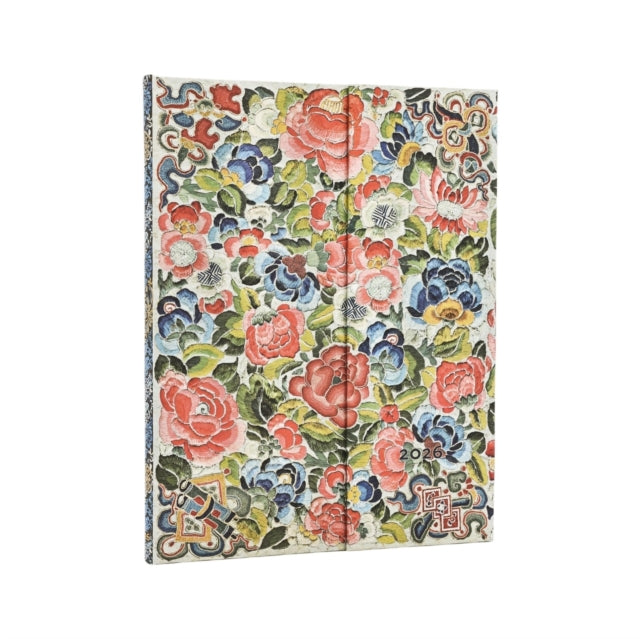Book cover of: 2026 Pear Garden (Peking Opera Embroidery) Ultra 12-month Verso Hardcover Flexi Dayplanner 2026 (Wrap Closure). By: Paperblanks