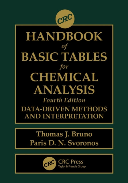 Book cover of: CRC Handbook of Basic Tables for Chemical Analysis. By: Thomas J. Bruno