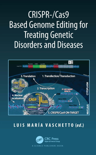 Book cover of: CRISPR-/Cas9 Based Genome Editing for Treating Genetic Disorders and Diseases. By: Luis M. Vaschetto