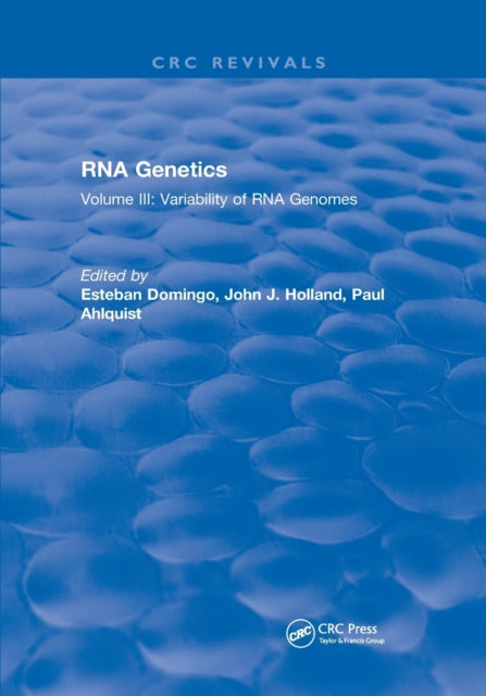 Book cover of: RNA Genetics. By: Esteban Domingo