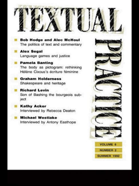 Book cover of: Textual Practice. By: Terence Hawkes