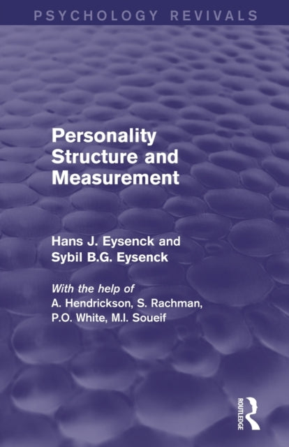 Book cover of: Personality Structure and Measurement (Psychology Revivals). By: Hans Jurgen Eysenck