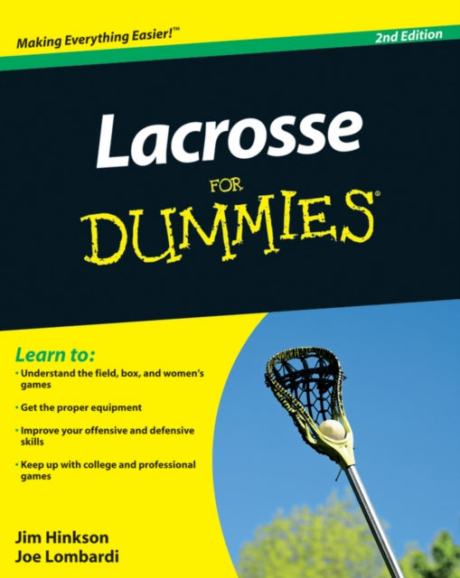 Book cover of: Lacrosse For Dummies. By: Jim Hinkson