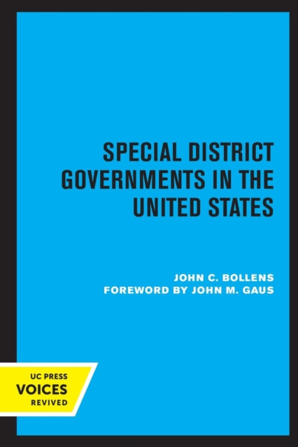 Book cover of: Special District Governments in the United States. By: John C. Bollens