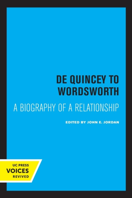 Book cover of: De Quincey to Wordsworth. By: John E. Jordan