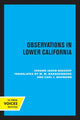 Book cover of: Observations in Lower California. By: Baegert, Johann Jakob, S. J.