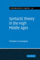 Book cover of: Syntactic Theory in the High Middle Ages. By: Michael A. Covington