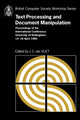 Book cover of: Text Processing and Document Manipulation. By: J. C. van Vliet