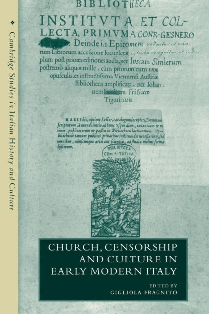Book cover of: Church, Censorship and Culture in Early Modern Italy