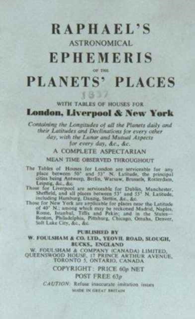 Book cover of: Raphael's Astronomical Ephemeris. By: Edwin Raphael