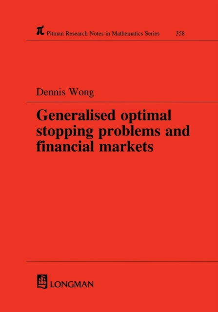 Book cover of: Generalized Optimal Stopping Problems and Financial Markets