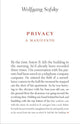 Book cover of: Privacy. By: Wolfgang Sofsky