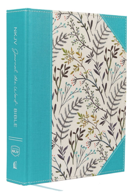 Book cover of: NKJV, Journal the Word Bible, Large Print, Cloth over Board, Blue Floral, Red Letter. By: Thomas Thomas Nelson