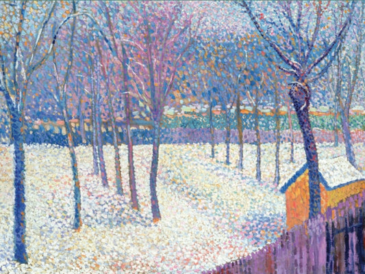 Book cover of: Orchard Under the Snow Boxed Holiday Notecards. By: Hippolyte Petitjean