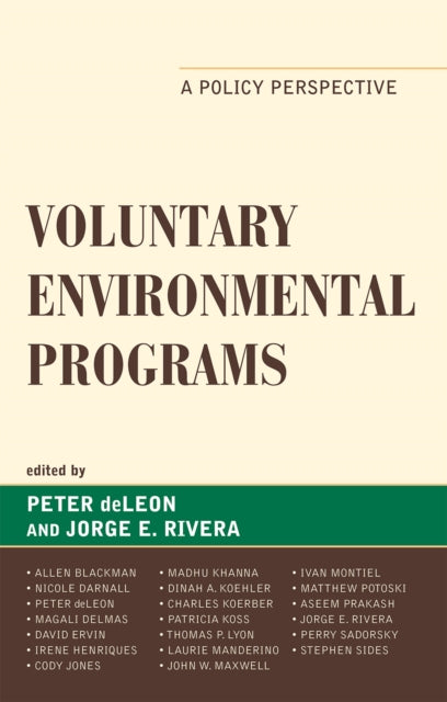 Book cover of: Voluntary Environmental Programs. By: Peter DeLeon