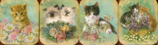 Book cover of: Pocket Note Set of 4 Mini-pads: Vintage Kittens. By: Peony Press Staff